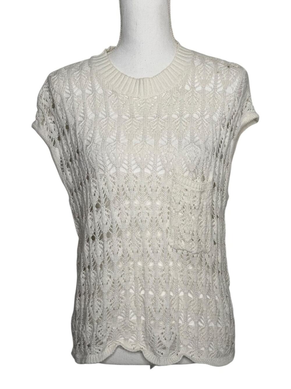 LNA Clothing Open Knit Crochet Sweater Top Blouse Shirt Small